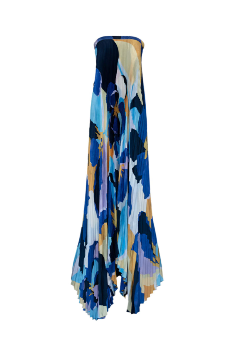 BISOUS STRAPLESS GOWN IN BLUE CALYPSO - CULT MIA