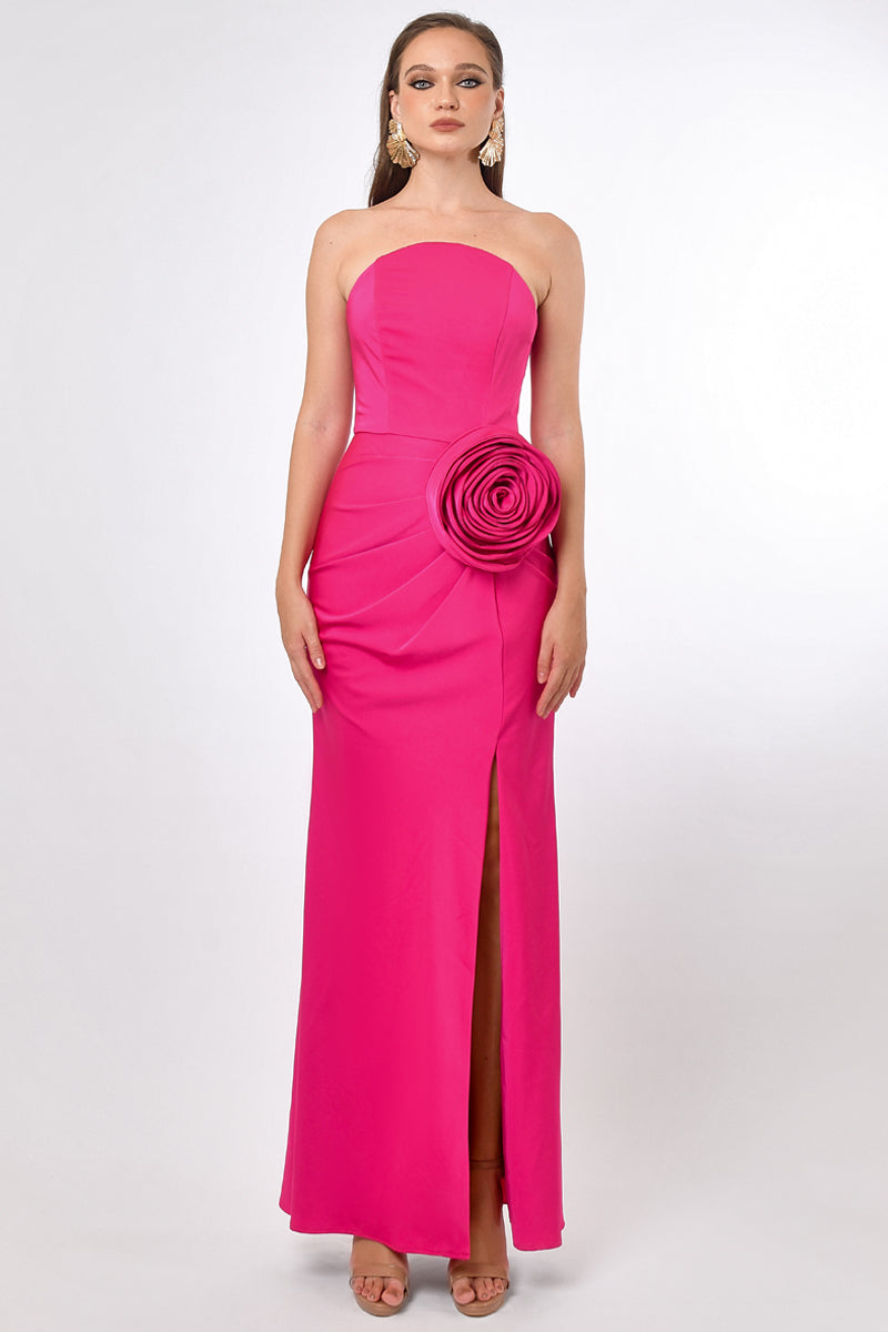 CALLIE STRAPLESS ROSETTE MAXI - CULT MIA