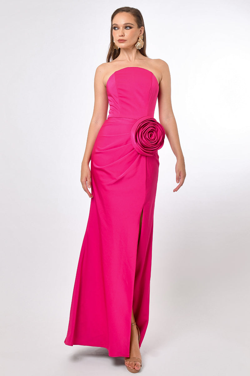 CALLIE STRAPLESS ROSETTE MAXI - CULT MIA