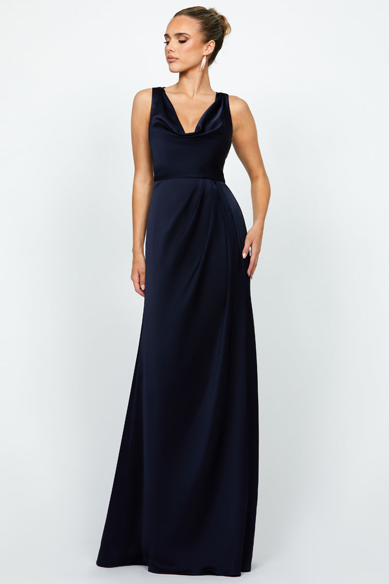 ADELYNN COWL NECK MAXI IN NAVY - CULT MIA