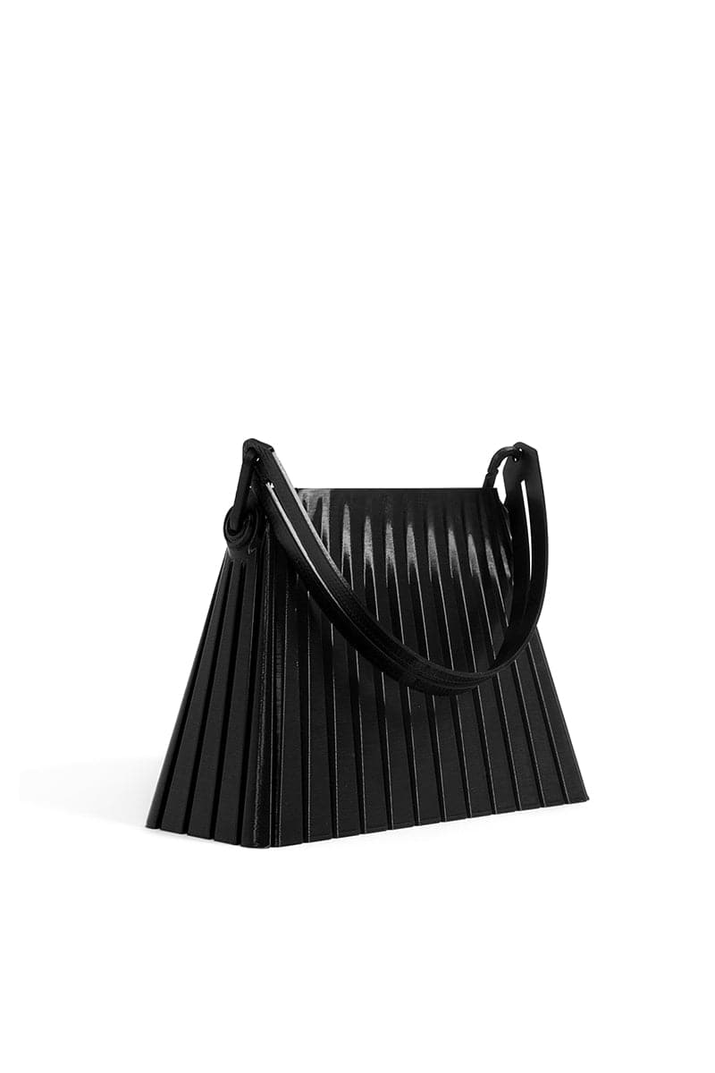 BLACK PLEATED TOP HANDLE BAG - CULT MIA