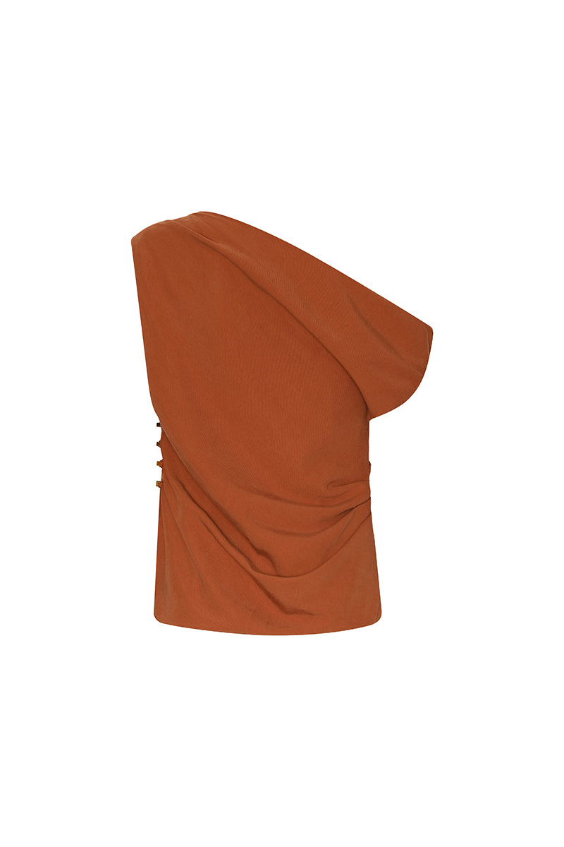 DUMA&CO Vital Blouse shirt in soft fabric with relaxed fit and button details, displayed on a hanger.