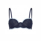 Ellipse Lingerie Aura underwire bra in navy, featuring smooth cups and adjustable straps for a comfortable fit.