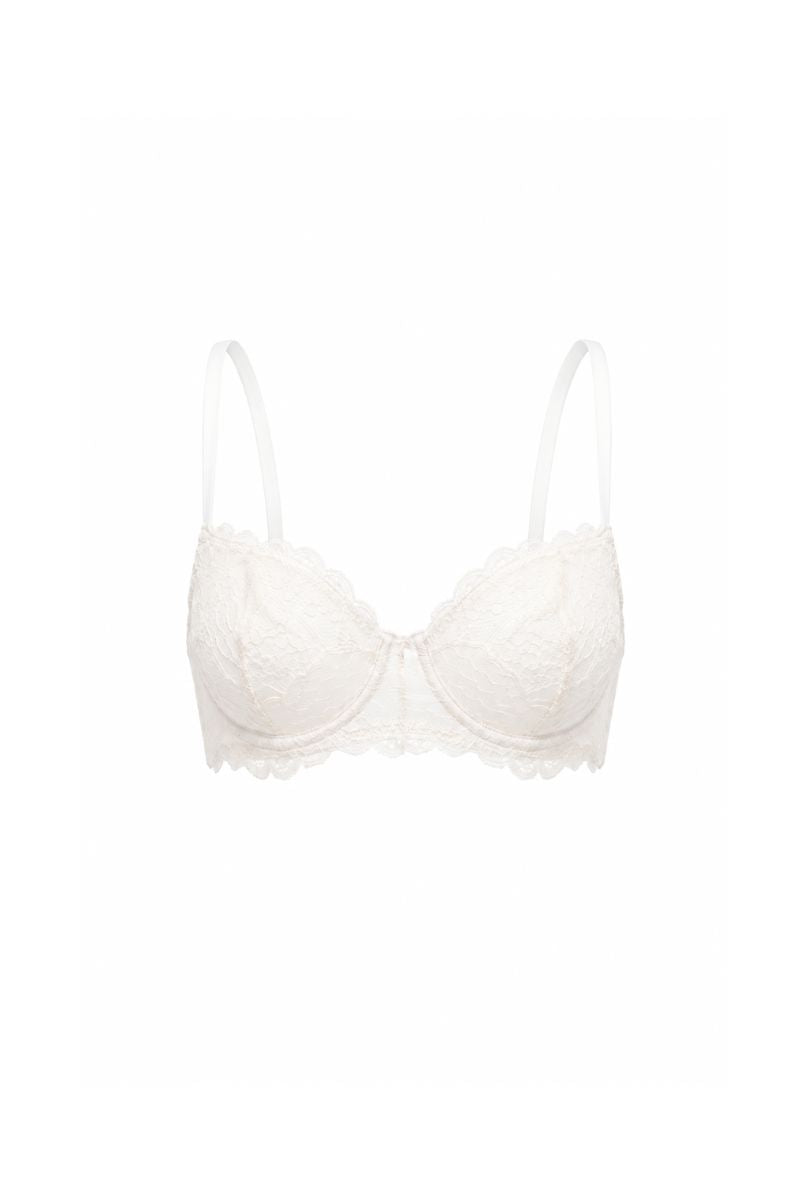 White underwire bra from Ellipse Lingerie featuring smooth cups and adjustable straps, designed for comfortable support.