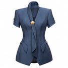 Jenny K Tran Bradford blazer jacket in black, tailored fit with notch lapels and front pockets, stylish office or casual wear.