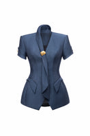 Jenny K Tran Bradford blazer jacket in black, tailored fit with notch lapels and front pockets, stylish office or casual wear.