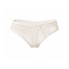 White Aura Cheeky Panty by Ellipse Lingerie, showing smooth cotton fabric and cheeky fit on a model.