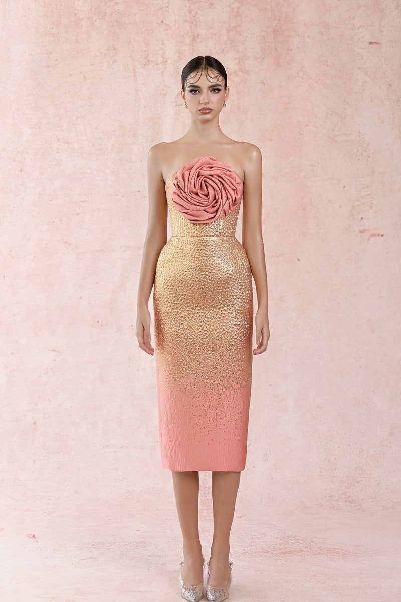 BROCADE 3D FLORAL DRESS - CULT MIA