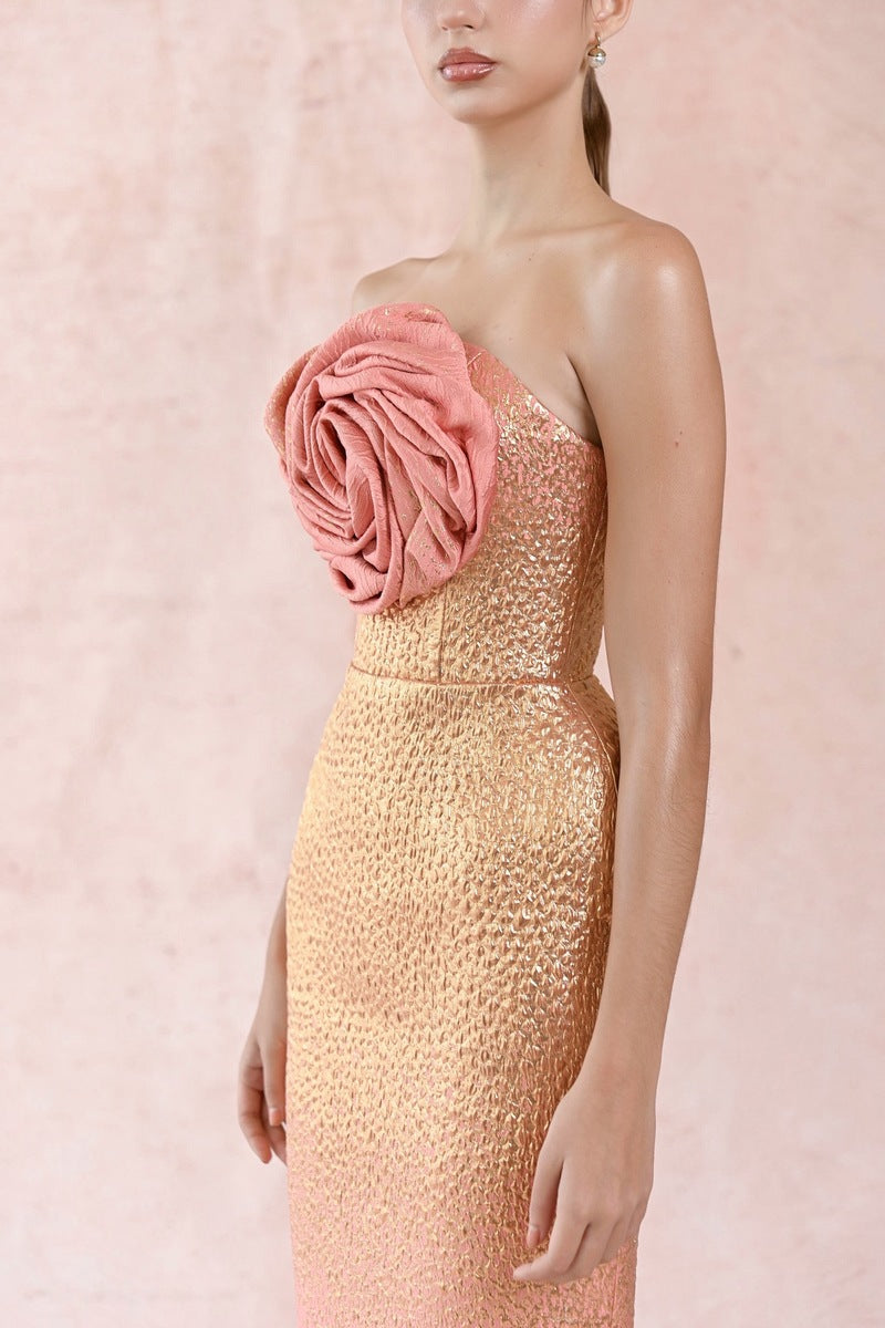 BROCADE 3D FLORAL DRESS - CULT MIA