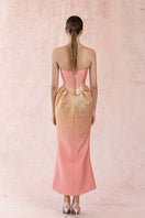 HACCHIC COUTURE brocade bowtie fishtail gown showcasing intricate fabric and elegant silhouette for formal occasions.