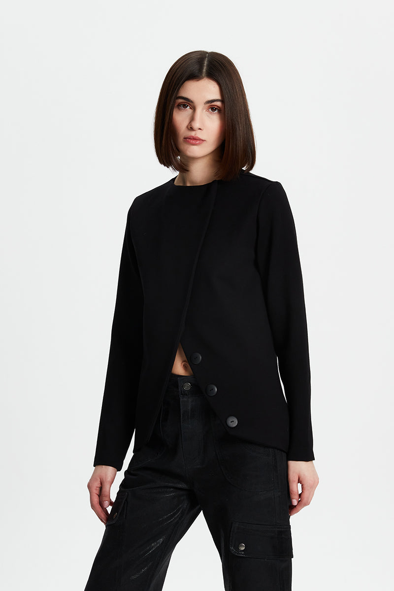 CROSS BUTTON JERSEY JACKET - CULT MIA