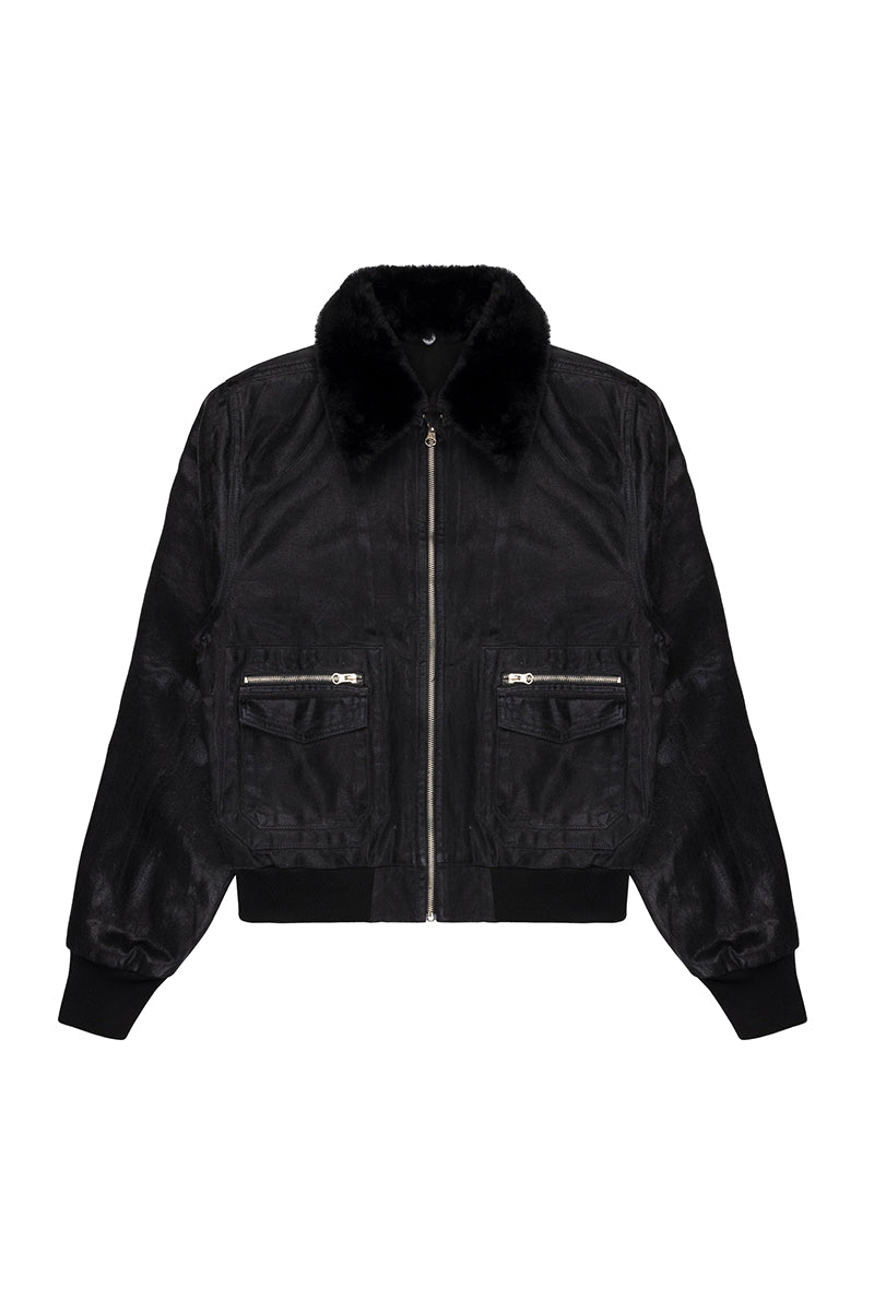 Metallic coated jacket from Bassigue, stylish and shiny outerwear with a sleek metallic finish, designed for a modern look.