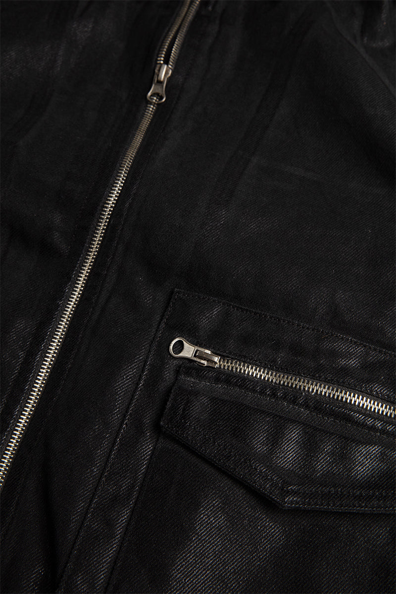 Metallic coated jacket from Bassigue, stylish and shiny jacket with a sleek metallic finish, displayed on a hanger.