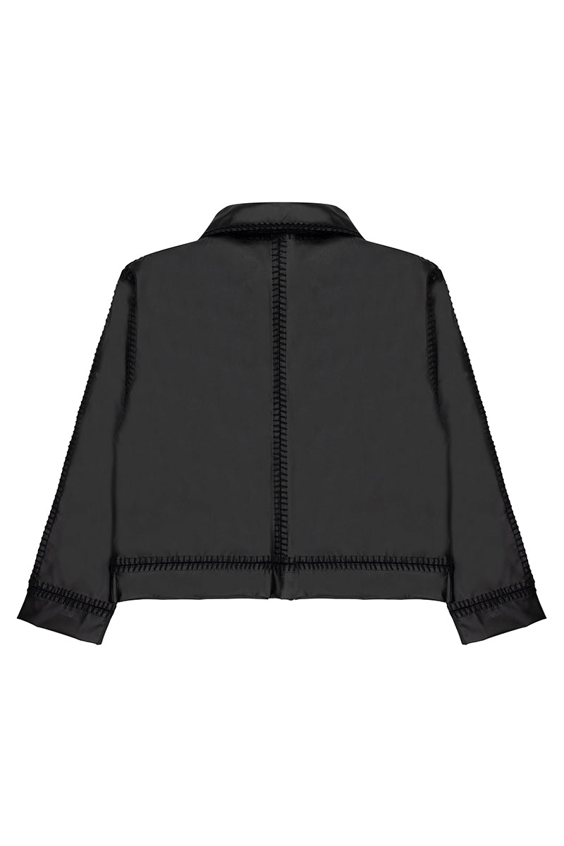 FAUX LEATHER JACKET WITH CROCHET DETAILING - CULT MIA