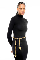 Gold Cuore belt by Silvia Gnecchi featuring a heart-shaped buckle, stylish accessory for elegant outfits.