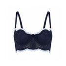Ellipse Lingerie navy Aura bustier with lace details, underwire support, and adjustable straps for a fitted, elegant look.