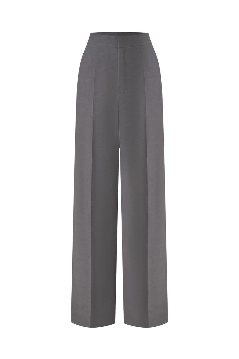 Gray Levia loose fit pants shown on a model, featuring a relaxed style and comfortable fit for casual wear.