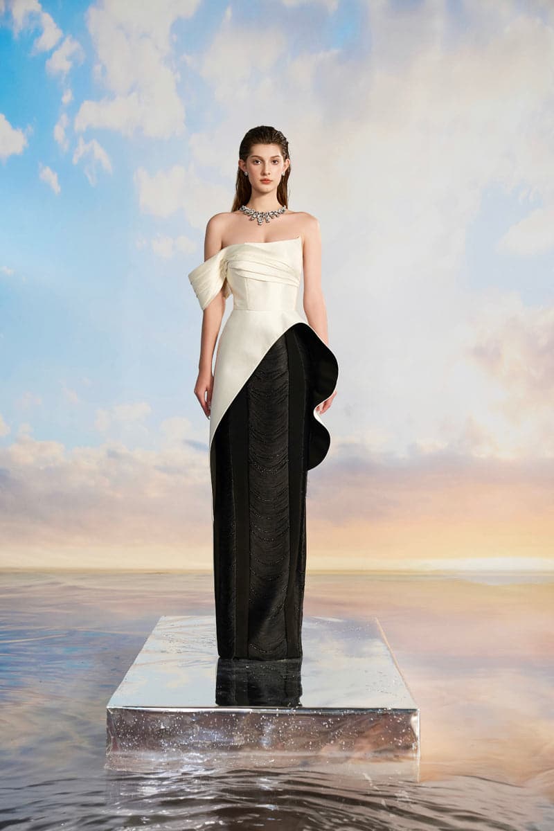 AMELINDA ROYAL TAFFETA PEPLUM GOWN - CULT MIA