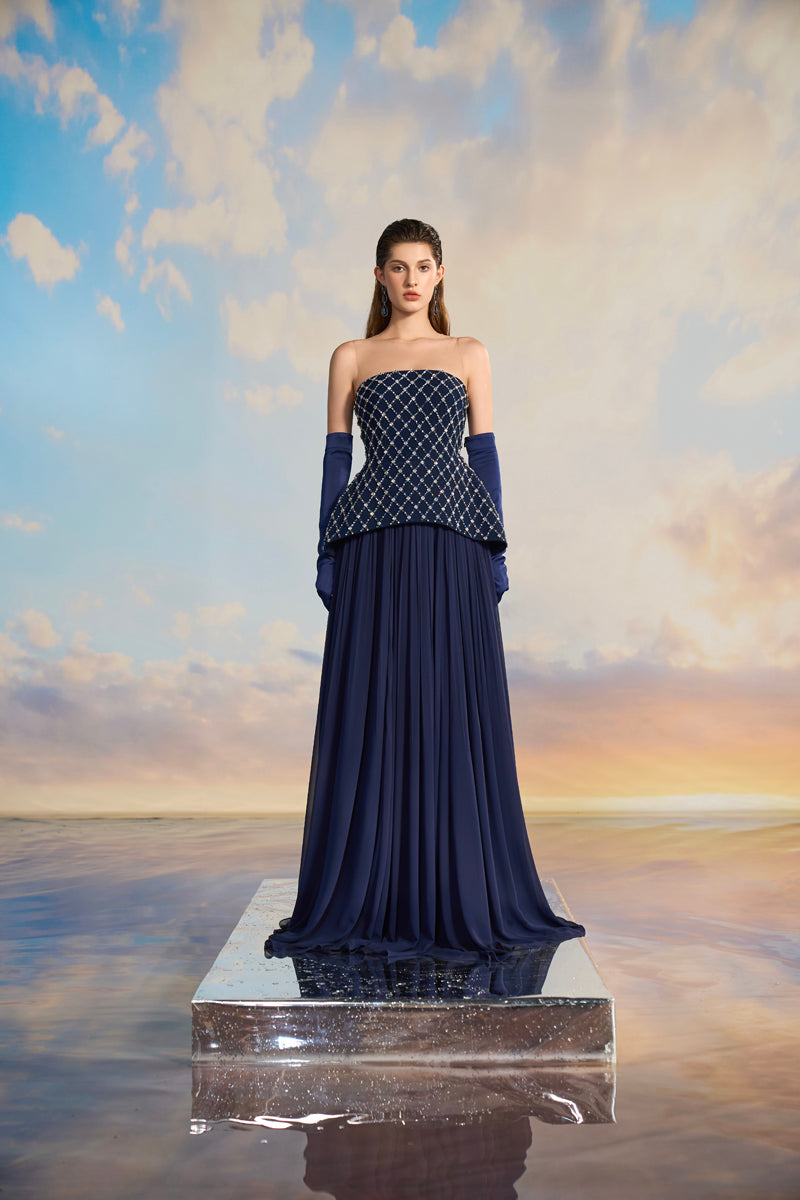 TAYLOR CREPE MIXED CHIFFON FLARED MAXI DRESS - CULT MIA