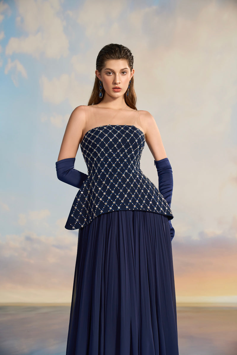 TAYLOR CREPE MIXED CHIFFON FLARED MAXI DRESS - CULT MIA