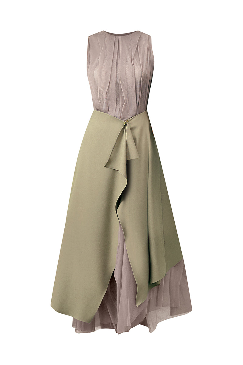JASMINE WRAP SLEEVELESS TULLE MIDI DRESS - CULT MIA