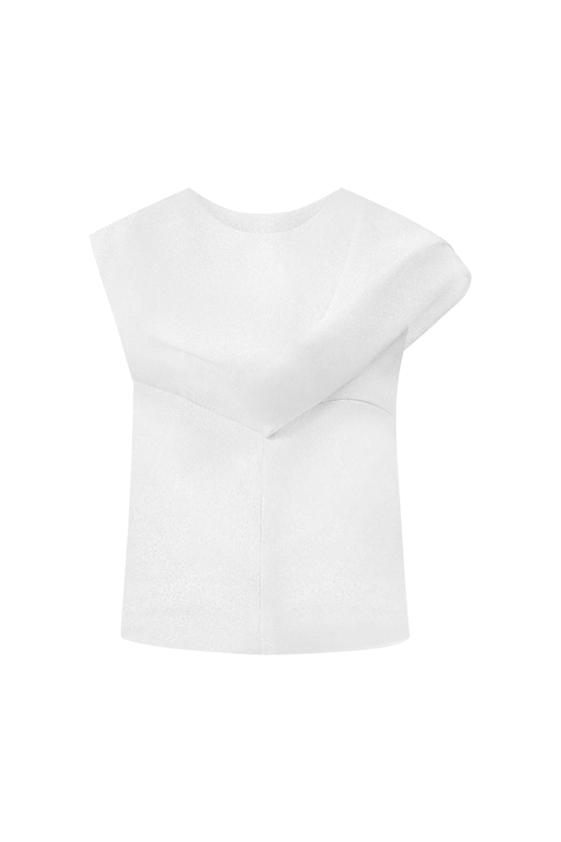 DAHLIA A-LINE JEWEL NECK CREPE TOP - CULT MIA