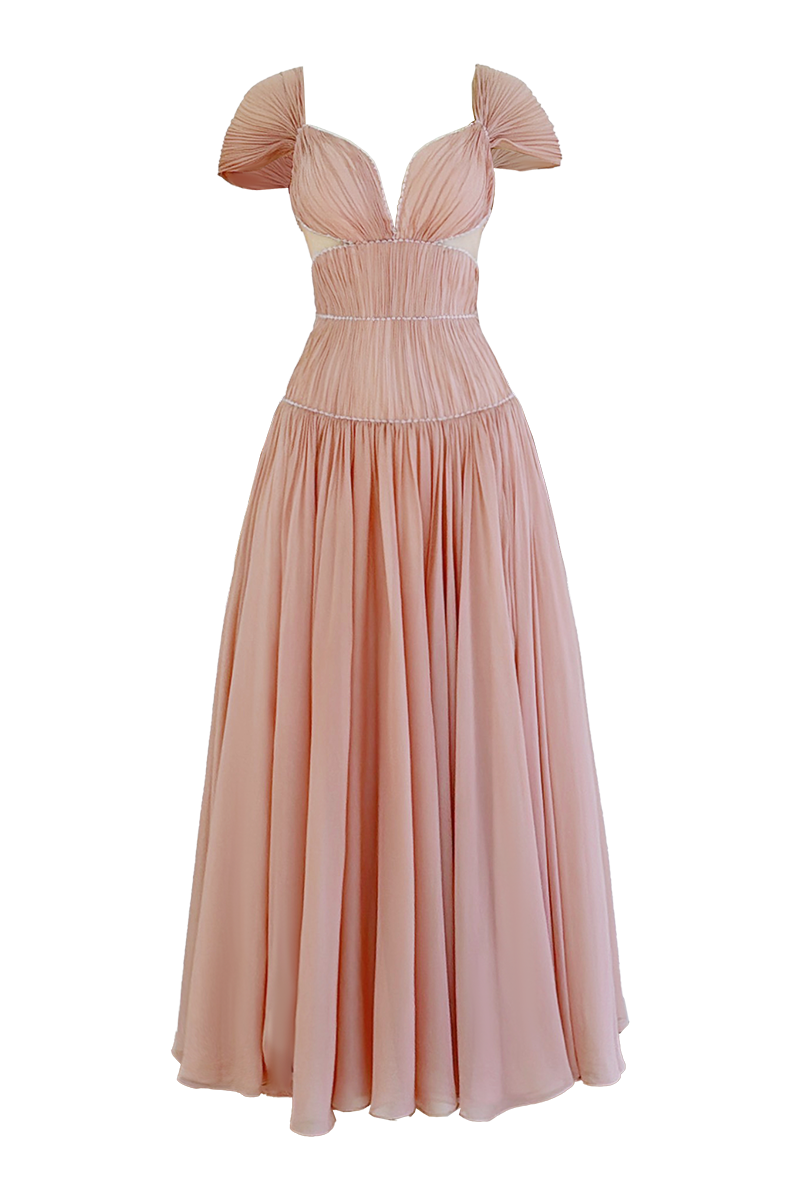 MUSHROOM MIDI DRESS WITH PLEATS - CULT MIA