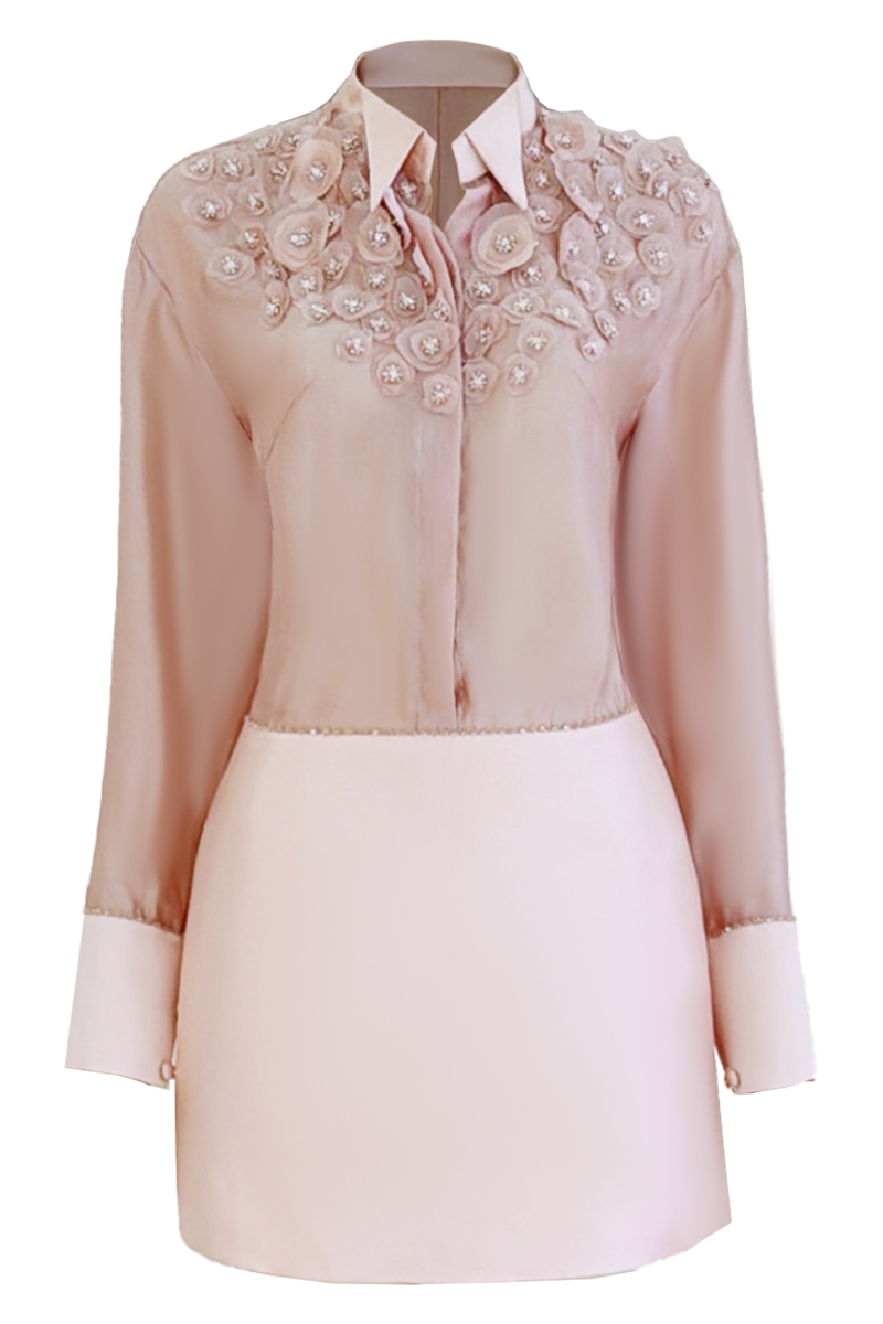 MUSHROOM SHORT DRESS WITH FLOWER ON TOP - CULT MIA