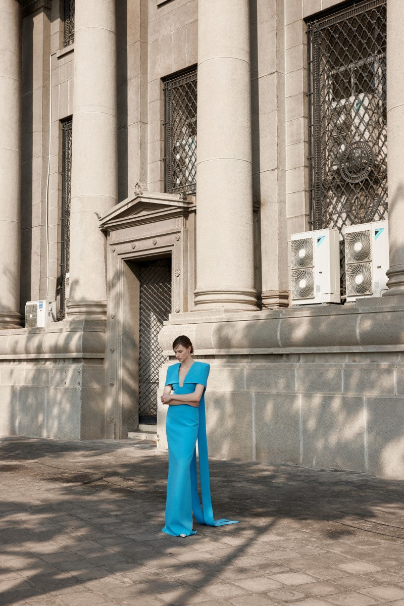 ALDWARK CYAN BLUE MAXI DRESS - CULT MIA