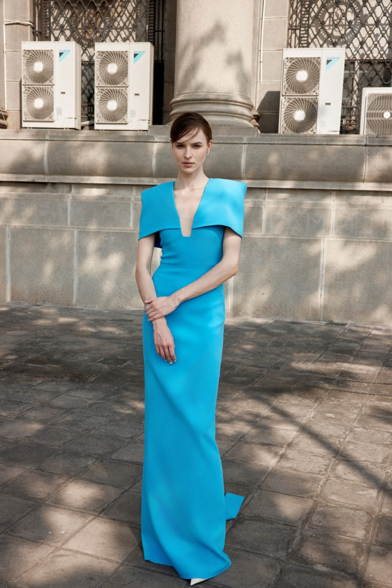 ALDWARK CYAN BLUE MAXI DRESS - CULT MIA