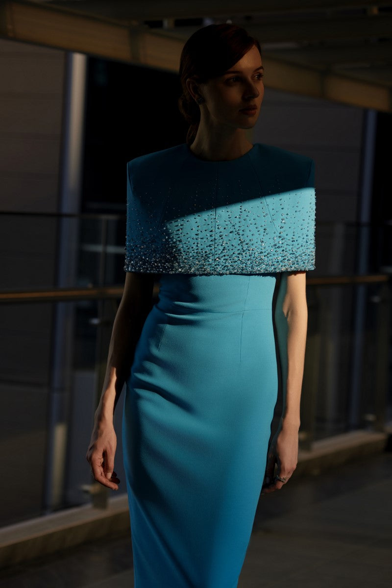 LEKIEU SALFORD CYAN BLUE MIDI DRESS | Cult Mia LEKIEU SALFORD CYAN BLUE MIDI DRESS | Cult Mia