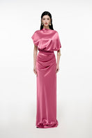 Elegant white OPHELIA gown by JOSÉPHINE featuring flowing fabric and intricate detailing, perfect for formal occasions.
