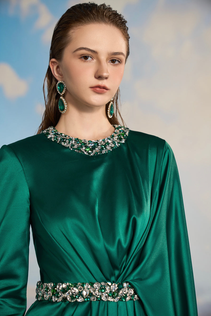 AURELIA SILK SATIN FLARED MAXI DRESS - CULT MIA