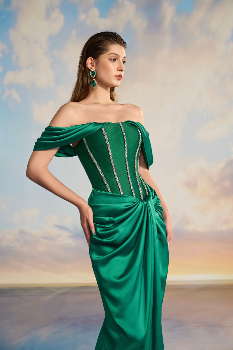 selina designer dresses Selina Off-Shoulder Maxi Dress Almondant