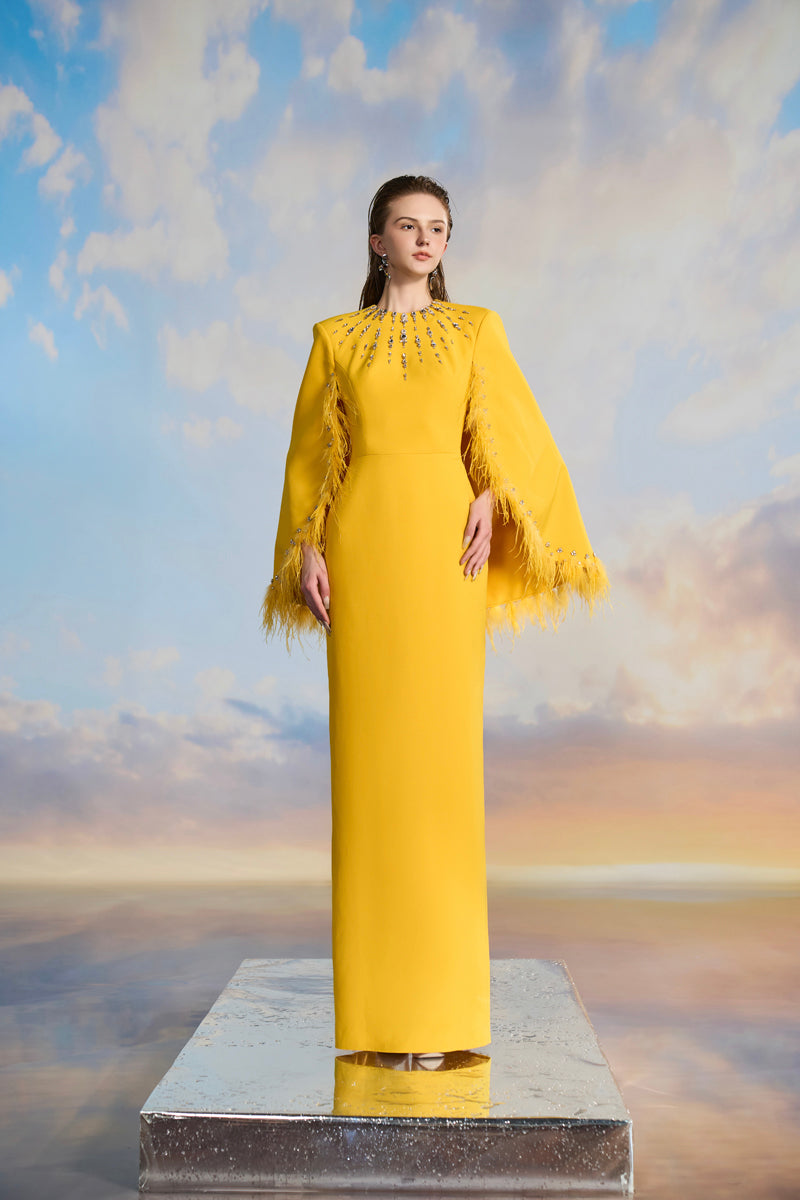 ALLISON CREPE CAPE SLEEVE MAXI DRESS - CULT MIA