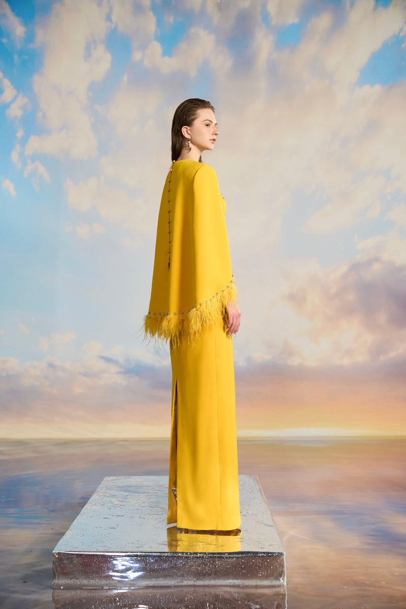 ALLISON CREPE CAPE SLEEVE MAXI DRESS - CULT MIA
