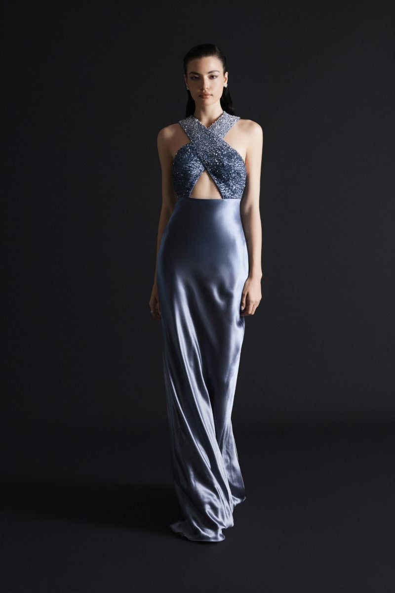 CHARLOTTE SLATE BLUE MAXI DRESS - CULT MIA