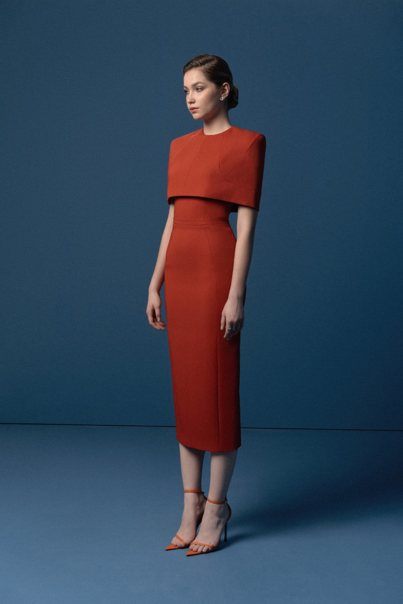 NAOMI BURNT ORANGE MIDI DRESS - CULT MIA