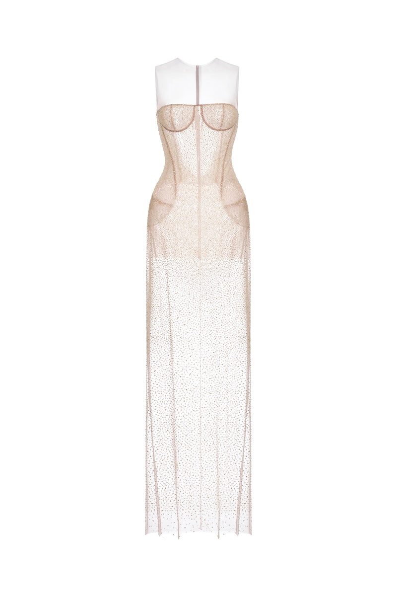 NUDE EMBELLISHED DRESS