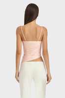 Light pink balloon-draped bustier top by Stolen Stores, featuring a unique draped design and structured fit.