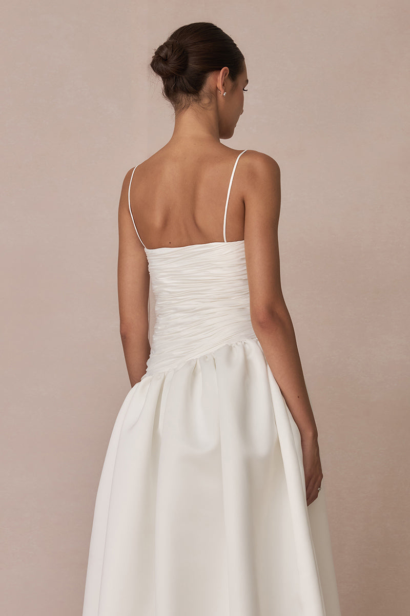 BALLOON WHITE MAXI DRESS - CULT MIA