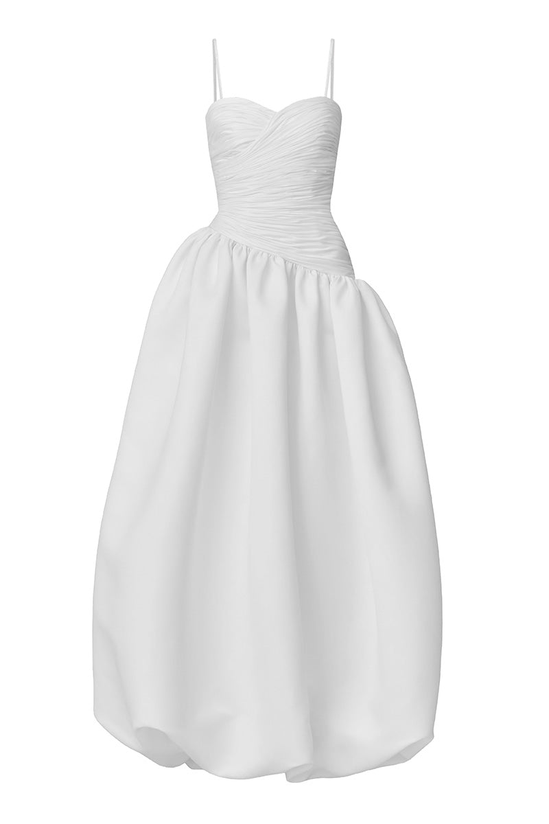 BALLOON WHITE MAXI DRESS - CULT MIA