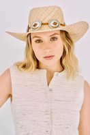 Golden sand-colored BAY hat by Modern Monarchie, stylish wide-brim hat with a relaxed fit and natural straw texture.