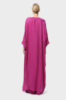 niLuu Begonvil Kaftan robe shown from the back, featuring lightweight fabric and elegant floral design.