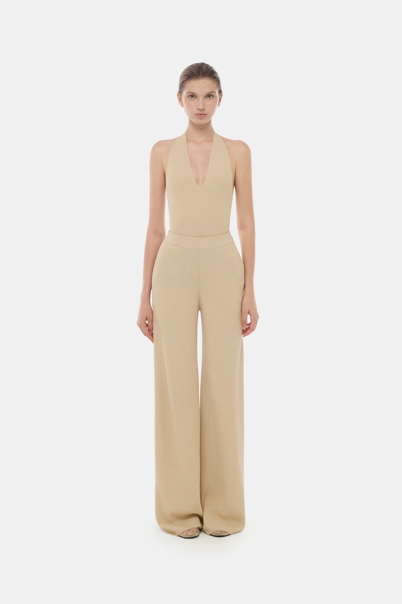 BEIGE KNIT TROUSERS
