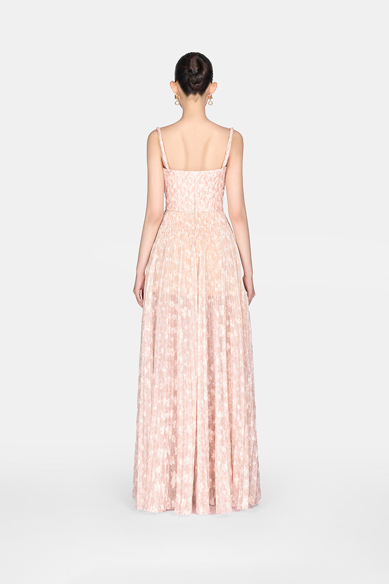 BEIGE PLEATED MAXI DRESS - CULT MIA