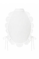 Ivory Bella Bib top by ANA + MARIA displayed on a ghost mannequin, showcasing its elegant design and fabric details.