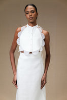 Ivory Bella Bib top by Ana + Maria featuring a soft fabric and stylish design, shown on a neutral background.