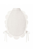 Sand-colored Bella Bib top by ANA + MARIA displayed on a ghost mannequin, showcasing its relaxed fit and stylish design.