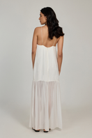White Belize Maxi Dress by Summer Away, flowing lightweight dress with a relaxed fit and elegant design, ideal for summer occasions.